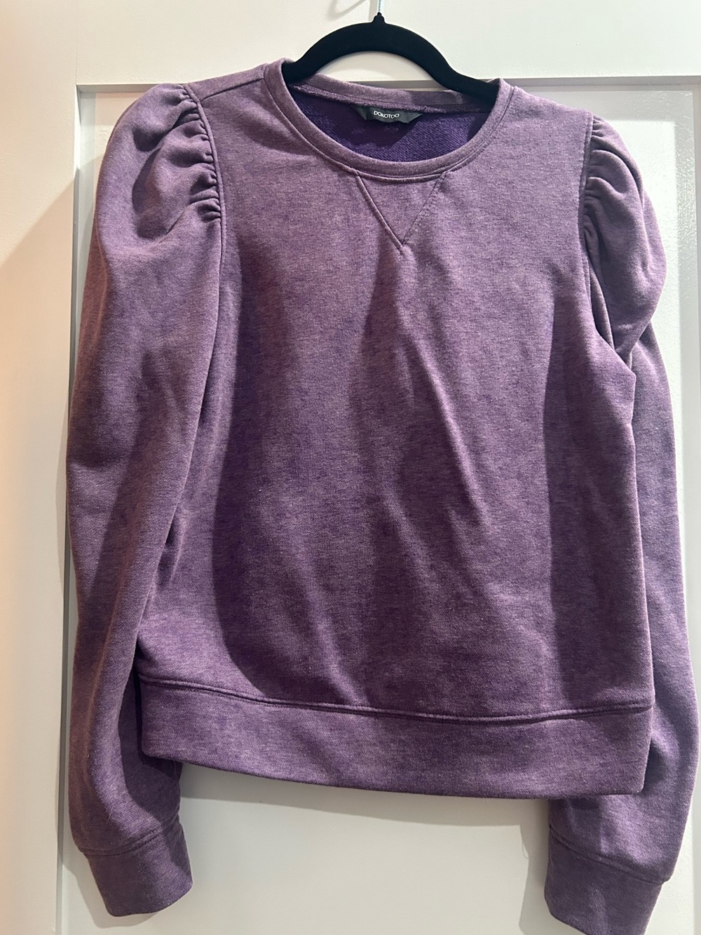 Purple Puff-Sleeve Sweatshirt